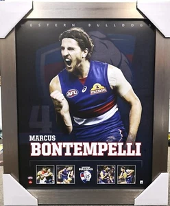 MARCUS BONTEMPELLI PRINT FRAMED WESTERN BULLDOGS MEMORABILIA AFL OFFICIAL SILVER - Picture 1 of 1