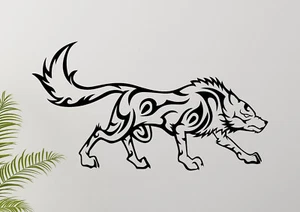Calcomanía adhesiva de vinilo de arte de pared para juegos de fantasía diseño inspirado en lobo tribal - Imagen 1 de 8