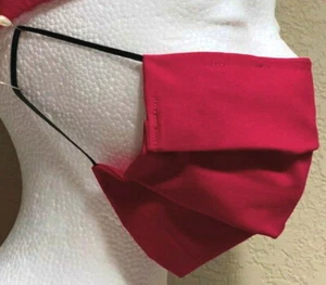 ROTE BAUMWOLL-GESICHTSMASKE mit Tasche + Mikrofaserfilter + NASENDRAHT atmungsaktiv 3-lagig - Bild 1 von 7