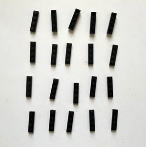 LEGO 1x4 BLACK PLATE (20 pieces) #3710 Dots Building Blocks Parts - Picture 1 of 2