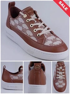 ZAPATILLAS DEPORTIVAS MICHAEL KORS KARITÉ CON CORDONES CONTORNO JACQUARD CREMA CLARA REINO UNIDO PRECIO DE VENTA SUGERIDO POR EL FABRICANTE 3/7 £250 - Imagen 1 de 17