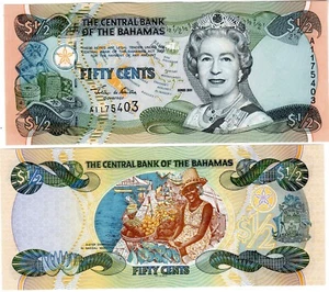 Bahamas Billet 1/2 Dollar 2001 P68 REINE ELIZABETH QUEEN ELISABETH QEII NEUF UNC - Imagen 1 de 1