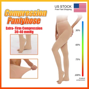 Graduated Support Pantyhose Women & Men,Thigh High Compression Tights 30-40mmHg - Picture 1 of 16