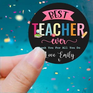 Best Teacher Ever Personalised Sticker Sheet of 24, 45mm, teacher gift label - Picture 1 of 1