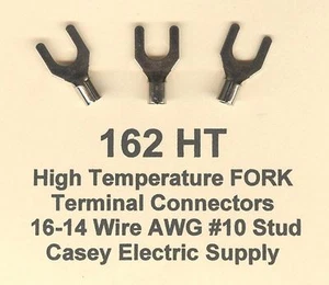 100 High Temperature FORK SPADE Terminal Connector 16-14 Wire Gauge AWG #10 Stud - Picture 1 of 1