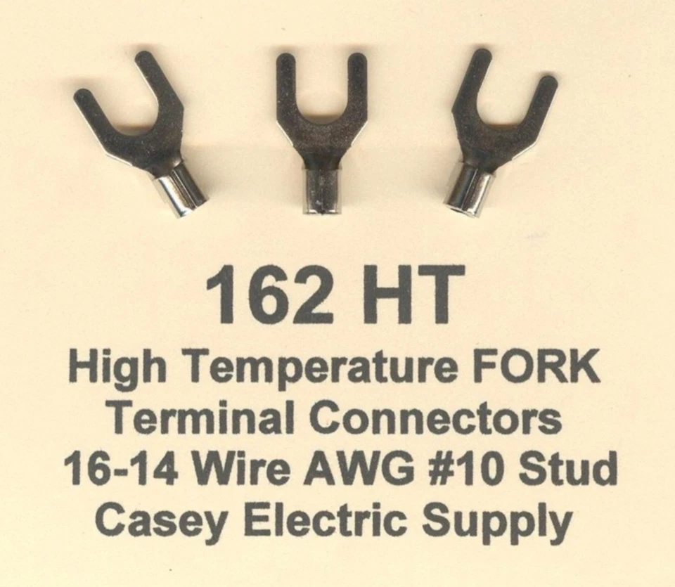 100 High Temperature FORK SPADE Terminal Connector 16-14 Wire Gauge AWG #10 Stud - Image 1 of 1