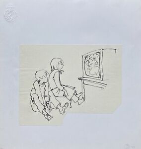Else Floche 1930 Drawing Sketch Children before The Television