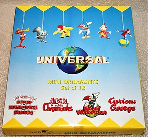 12 Universal Studios Mini Christmas Ornament Set 1990's New Box Rocky Bullwinkle - Picture 1 of 5