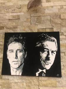 Quadro Dipinto a mano '' Robert De Niro e Al Pacino '' firmato e autenticato - Foto 1 di 3