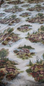 Vintage MCM bedspread full double deer bear hunting man cave rustic cabin craft - Picture 1 of 15