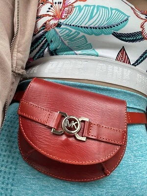 Michael Kors Red Leather Small Waist Belt Bag Fanny Pack Purse EUC - Image 1 of 4