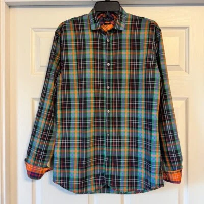 Camisa de hombre Paul Smith Jeans con botones talla S verde naranja púrpura negra a cuadros Foto 1 de 4