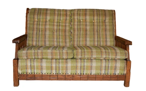 Vintage A.Brandt Ranch Oak Western Style Loveseat w/Original Fabric - Local P/U Cover