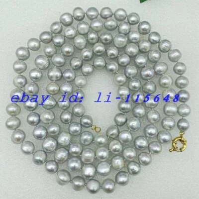 Elegante collar de perlas cultivadas de agua dulce gris natural de 10-11 mm 42 pulgadas Foto 1 de 4