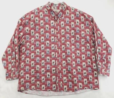 Natural Issue Shirt Mens 2XL Red Beige Nautical Sailing 100% Cotton Button-Down - Image 1 of 4