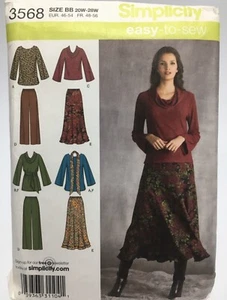 Skirt Pants Top Plus Size 20w 22W 24w 26w 28w S3568 Belt Scarf Uncut Pattern - Picture 1 of 2