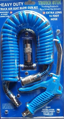 Trukr Stik Truck Air Seat Blowgun Kit with Long 16 Foot Hose - Quick Disconnects