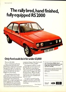 Ford 'RS 2000' 1976 Rallye deportivo anuncio impreso original vintage 739/02 - Imagen 1 de 1