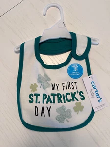 NWT Carter's Baby My First St. Patrick's Day Bib Shamrock Water Resistant - Picture 1 of 5