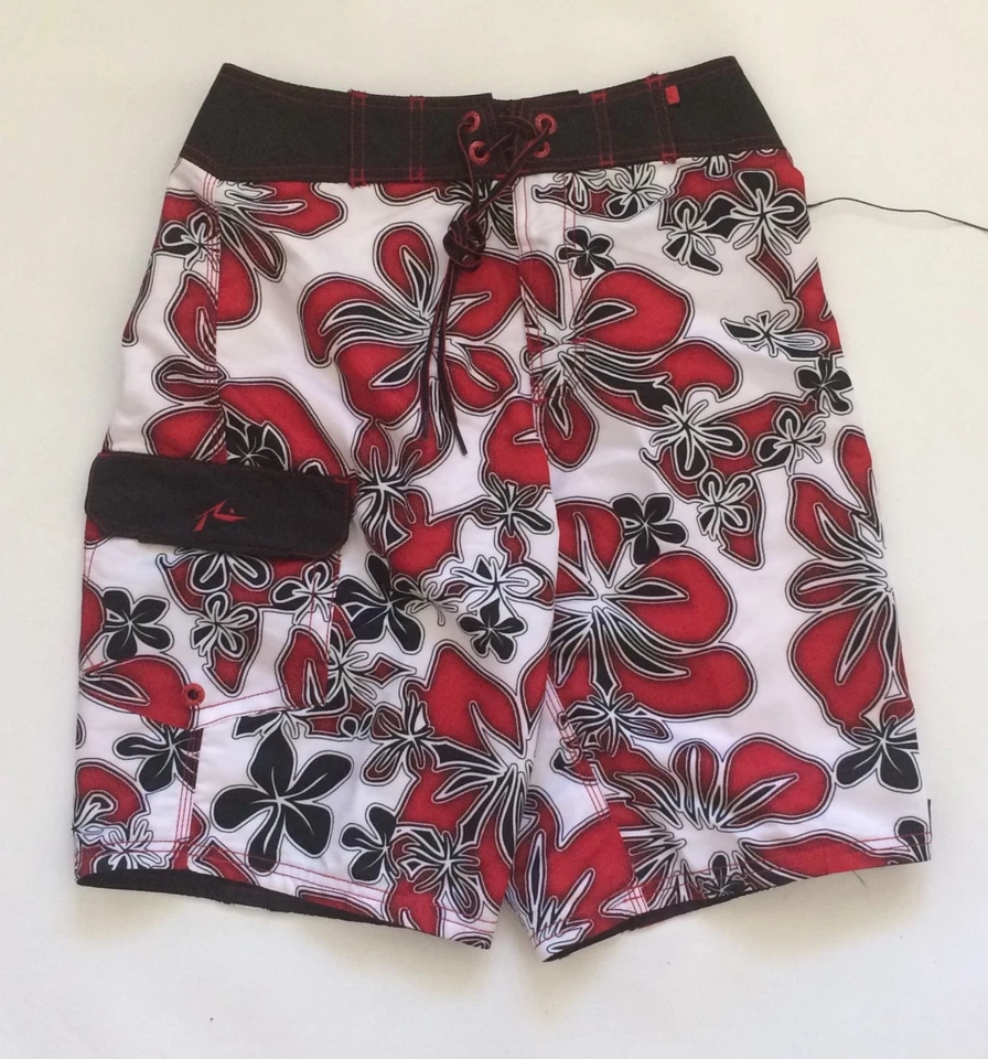 New Rusty Men's Swim Trunks Surfing Sz 26 new White, Red, Black - Image 1 of 1