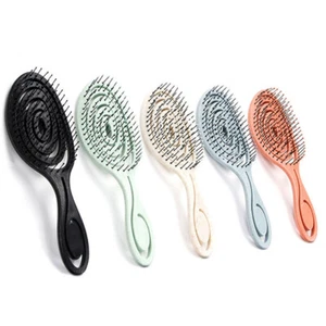 Detangling Hairbrush Unisex Nylon Bristle Scalp Massage Comb Hollow Hair Brush - Picture 1 of 17