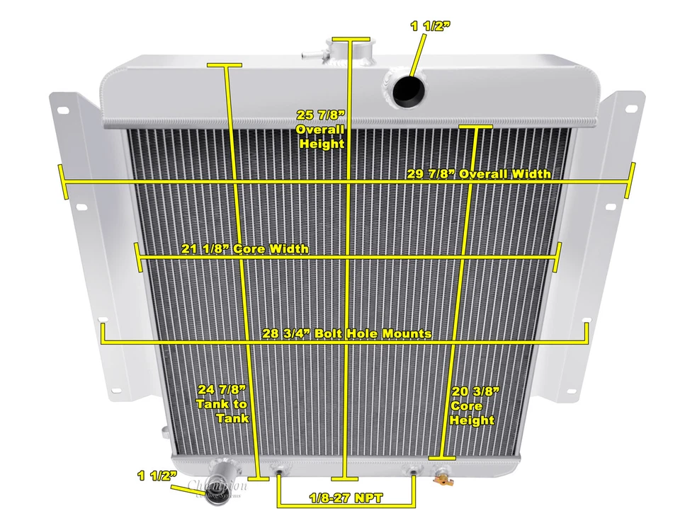 2 Row Kool Champion Radiator for 1961 - 1969 Dodge D100 Series - Изображение 1 из 4