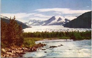 Postal del glaciar Mendenhall cerca de Juneau Alaska - Postal cromada vintage - Imagen 1 de 2