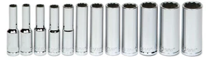 1/4" Drive 4-14mm Deep 12pt Set 12pcs Supertorque Sockets Clip Rail Williams USA - Picture 1 of 1