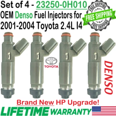 NEW OEM Denso 4Pcs HP Upgrade Fuel Injectors for 2002-2004 Toyota Camry 2.4L I4 Foto 1 de 4