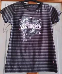 Lee Cooper Ladies Size 10/Sml Grey Stripe Vintage Look T Shirt.. - Picture 1 of 9