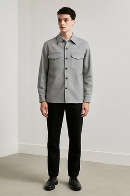 Men's 100% Wool Overshirt Jacket, Made In London England - Image 1 of 3