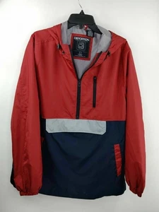 Pullover cortavientos grande azul/rojo con capucha Distorsion Comfort and Style para hombre - Imagen 1 de 4