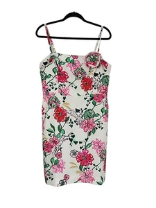 Lilly Pulitzer Nickola Mini Dress Size 12 White Pink Coconut Safari Floral Party - Picture 1 of 15