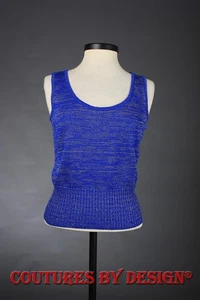 Camiseta sin mangas St John Knits, Shell azul vivo/dorado brillante talla ex grande nueva con etiquetas precio de venta sugerido por el fabricante $295 - Imagen 1 de 2