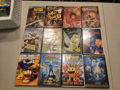 New Kids Dvd Lot Tinkerbell Angry Birds Pac-Man Cat In Hat Willow Marvel Monster - image 1 of 4