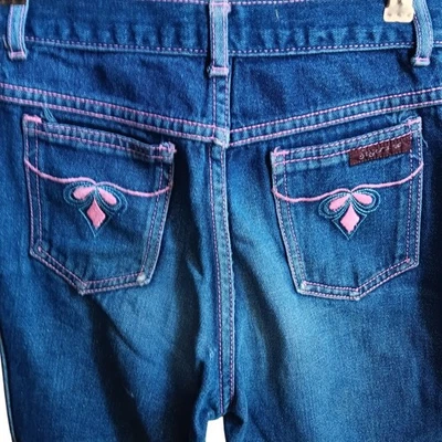 Jeans rectos vintage años 80 para niñas 23X25 10 Sugartime discoteca bordado bolsillo Foto 1 de 4
