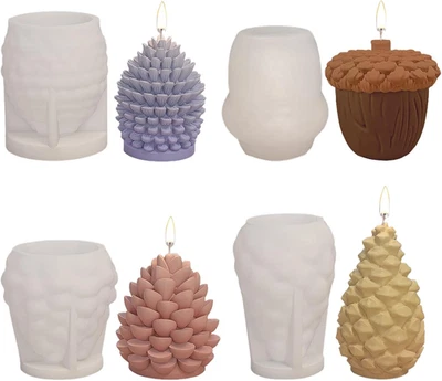 4PCS Christmas Candle Molds,Christmas Pinecone Candle Mould,3D Christmas Pinecon - Image 1 of 4