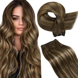 Extensiones de cabello de trama cabello humano 20 pulgadas balayage marrón coser extensión de cabello... - Imagen 1 de 9