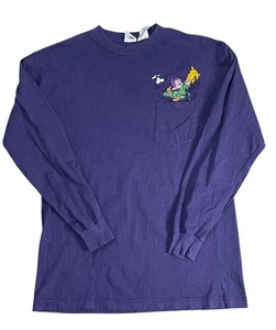 T-shirt manica lunga vintage Disney 7 nani Dopey ricamata tasca taglia grande - Foto 1 di 7