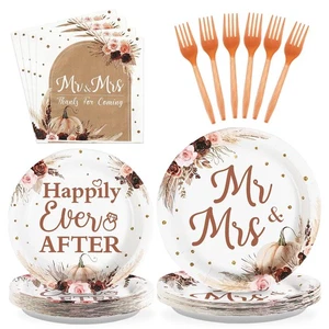 96Pcs Boho Bridal Shower Party Decorations Miss to Mrs Plates and Napkins Set... - Bild 1 von 8
