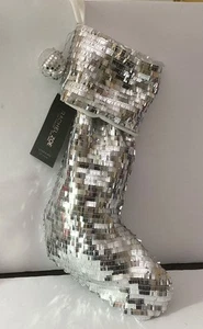 "Rachel Zoe Disco Paillettes Natale Calza Glitz Argento 22" Nuova con etichette" - Foto 1 di 1