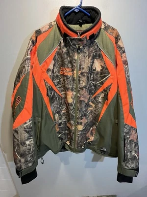 Mens XXL Choko Powersports EXR Woodland Camo Green Orange Thermolite Jacket - Image 1 of 4