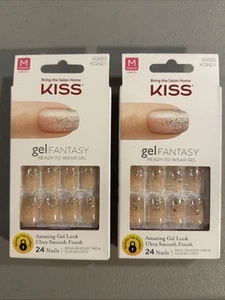 2 Kiss Gel Fantasy Halo Silver French, Nagelkleben Medium, MEHR AUF MEINER SEITE/NEU! - Bild 1 von 4