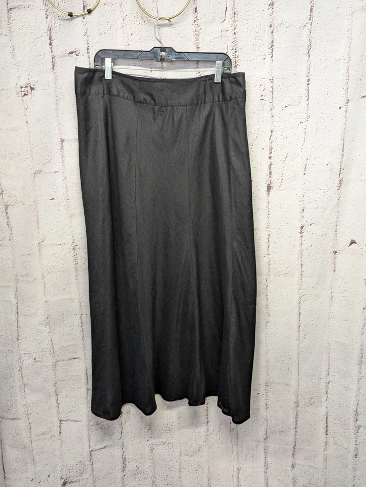 Falda Charter Club 100 % lino negra acampanada midi/maxi talla 14 Foto 1 de 4