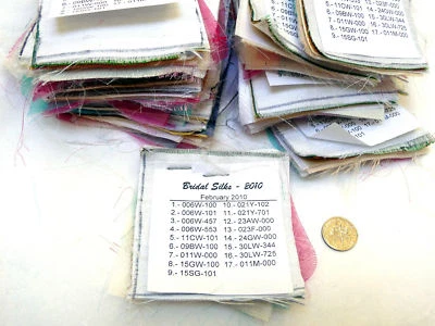 Bridal silk 17-swatch lot: ~3" squares - Image 1 of 2