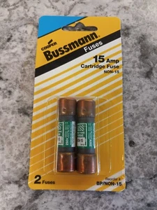 Paquete de 2 fusibles de cartucho único Bussman BP/NO-15 - 15 amperios - Imagen 1 de 2