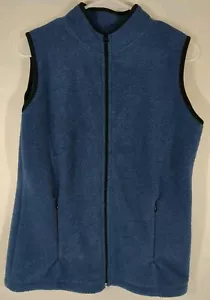 ALPS Apparel Vest Womens Sz Medium Full Zip Stand Collar Rayon Blend Blue Fleece - Picture 1 of 6