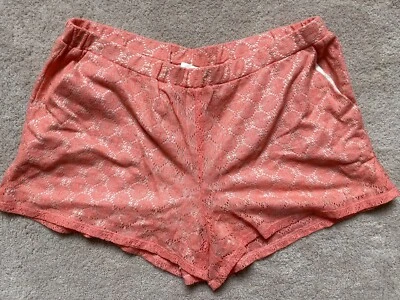 Ella Moss New $ 118.00 Coral 70% Cotton Lined  Eyelet Pockets Shorts Sz L - Image 1 of 4