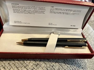 Set di penne e matite vintage Sheaffer NERO OPACO punto bianco made in USA - Foto 1 di 2