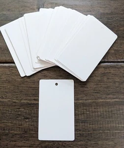 100 White Price Tags Small Unstrung No String Garment Retail Hang Coupon Merch - Picture 1 of 2